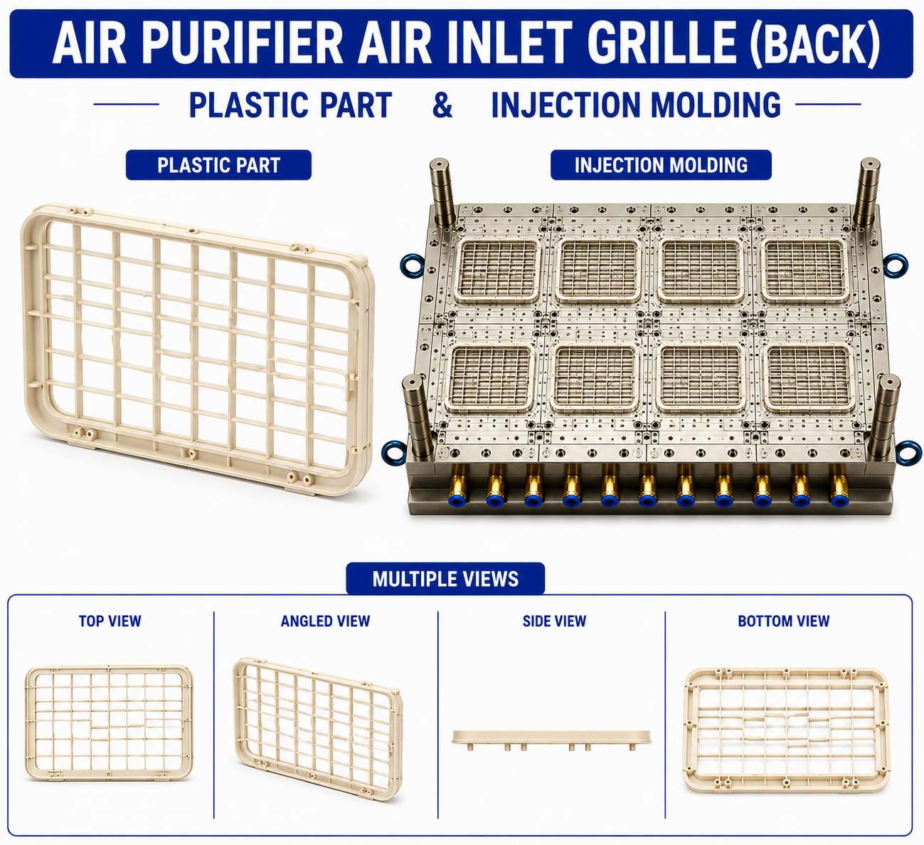 Air Purifier Plastic Air Inlet Back Grille Mould and Moulding Service